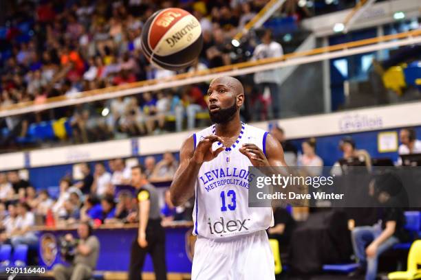 Louis Campbell of Levallois during the Jeep Elite match between Levallois Metropolitans and Dijon at Salle Marcel Cerdan on April 22, 2018 in...