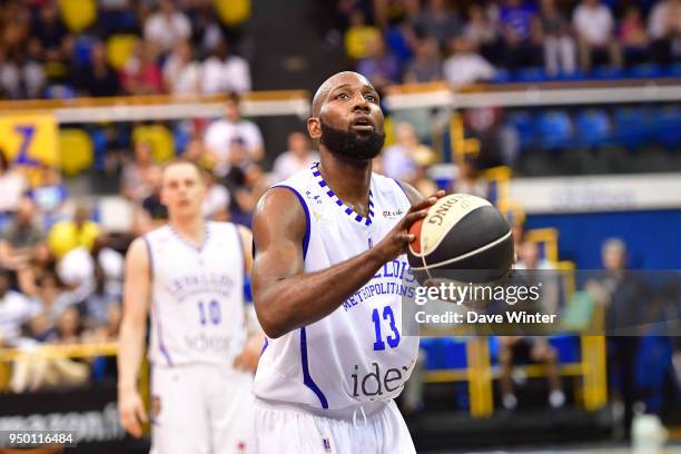 Louis Campbell of Levallois during the Jeep Elite match between Levallois Metropolitans and Dijon at Salle Marcel Cerdan on April 22, 2018 in...