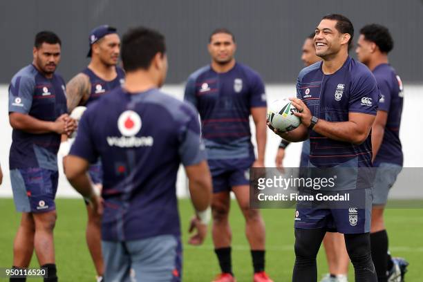 Adam Blair trains with the team during a New Zealand Warriors NRL media session at Mt Smart Stadium on April 23, 2018 in Auckland, New Zealand.