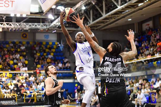 Remi Lesca of Levallois and Ryan Pearson of Dijon during the Jeep Elite match between Levallois Metropolitans and Dijon at Salle Marcel Cerdan on...