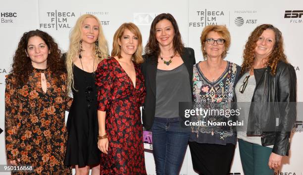 Becky Lichtenfeld, Chandra Jessee, Nancy Schwartzman, Maxyne Franklin, Gini Reticker, and Abigail Disney attend a screening of "Roll Red Roll" during...