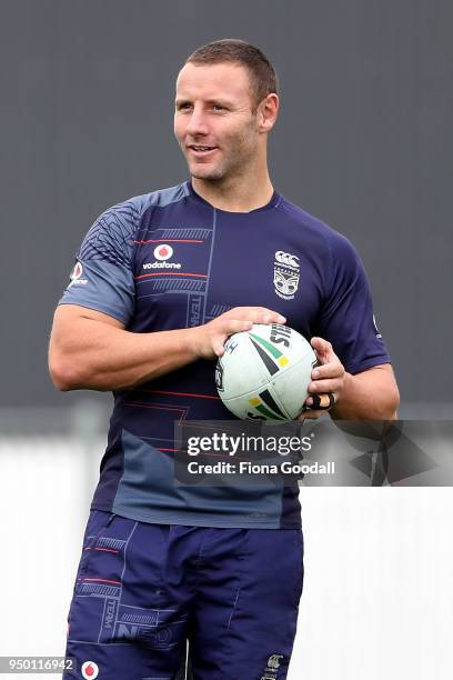 Blake Green trains with the team during a New Zealand Warriors NRL media session at Mt Smart Stadium on April 23, 2018 in Auckland, New Zealand.