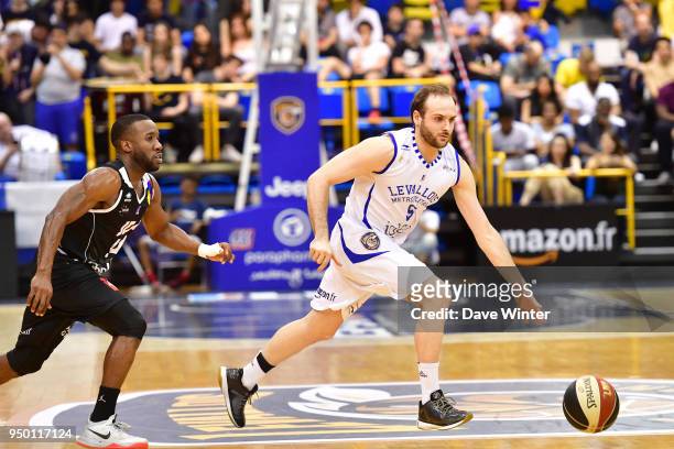 Remi Lesca of Levallois during the Jeep Elite match between Levallois Metropolitans and Dijon at Salle Marcel Cerdan on April 22, 2018 in Levallois,...