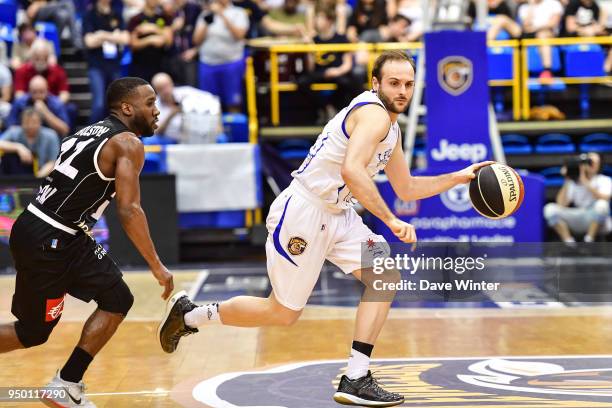 Remi Lesca of Levallois during the Jeep Elite match between Levallois Metropolitans and Dijon at Salle Marcel Cerdan on April 22, 2018 in Levallois,...