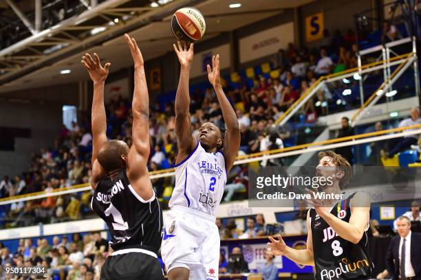 Jaron Johnson of Levallois during the Jeep Elite match between Levallois Metropolitans and Dijon at Salle Marcel Cerdan on April 22, 2018 in...