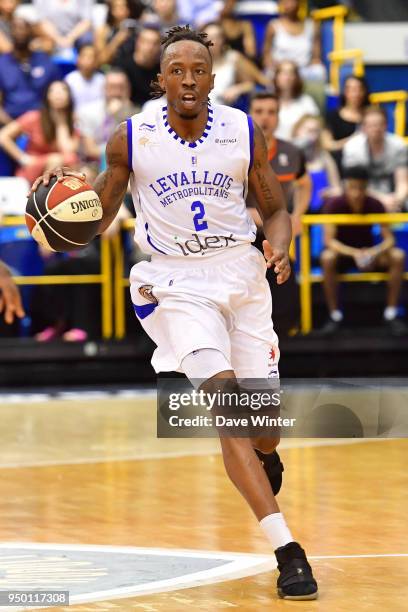 Jaron Johnson of Levallois during the Jeep Elite match between Levallois Metropolitans and Dijon at Salle Marcel Cerdan on April 22, 2018 in...