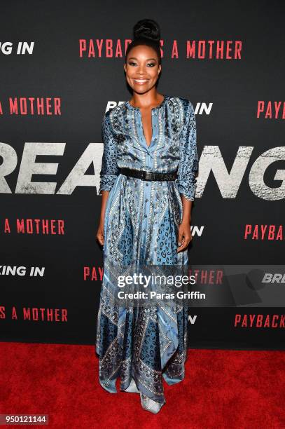 Actress Gabrielle Union attends "Breaking In" Atlanta Private Screening at Regal Atlantic Station on April 22, 2018 in Atlanta, Georgia.