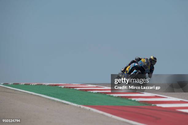 Tom Luthi of Switzerland and and Team EG 0,0 Marc VDS heads down a straight during the MotoGP race during the MotoGp Red Bull U.S. Grand Prix of The...