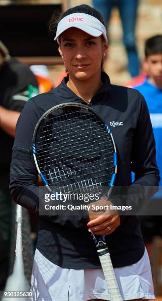 Veronica Cepede of Paraguay pose for a photo before her match against Garbine Muguruza of Spain during day two of the Fed Cup by BNP Paribas World...
