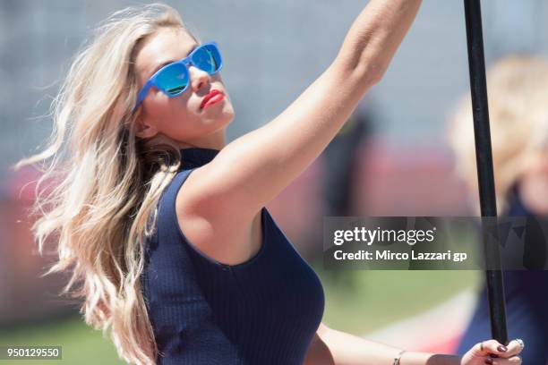 The grid girl poses on grid before the MotoGP race during the MotoGp Red Bull U.S. Grand Prix of The Americas - Race at Circuit of The Americas on...