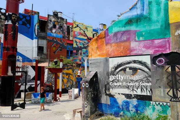 Mural frescos in Havana. Afro-Cuban fresco in the neighborood of Callejon de Hamel, in Havana, painted by Cuban muralist and sculptor Salvador...