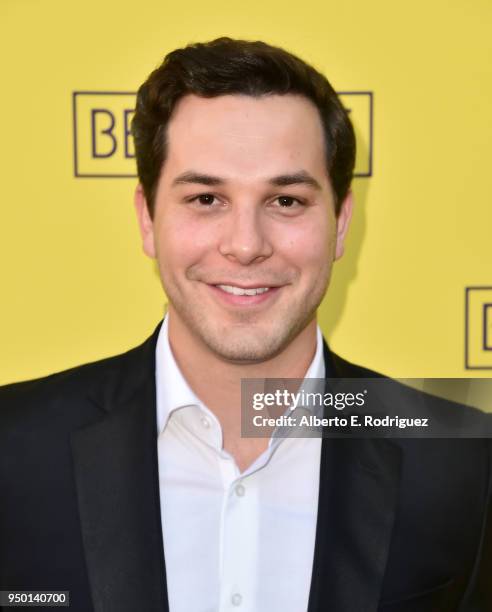 Skylar Astin attends the Pasadena Playhouse Presents Opening Night Of "Belleville" at Pasadena Playhouse on April 22, 2018 in Pasadena, California.