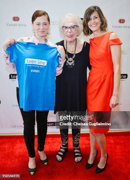 Actor/writer Rachel Bloom, Teen Line Founder Elaine Leader, Ph.D. And Executive Director of Teen Line Michelle Carlson, M.P.H. Arrive at Teen Line...