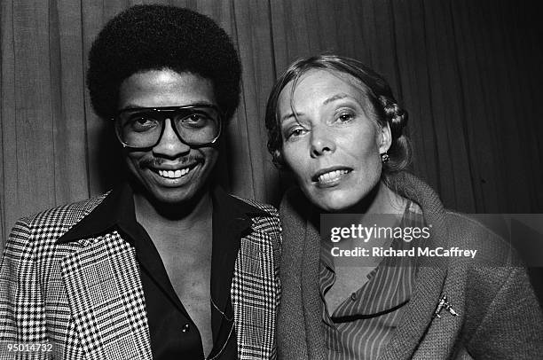 Herbie Hancock and Joni Mitchell backstage in 1982 in Berkeley, California.