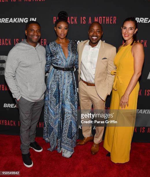 James Lopez, Gabrielle Union, Will Packer, and Jaime Primak Sullivan attend "Breaking In" Atlanta Private Screening at Regal Atlantic Station on...