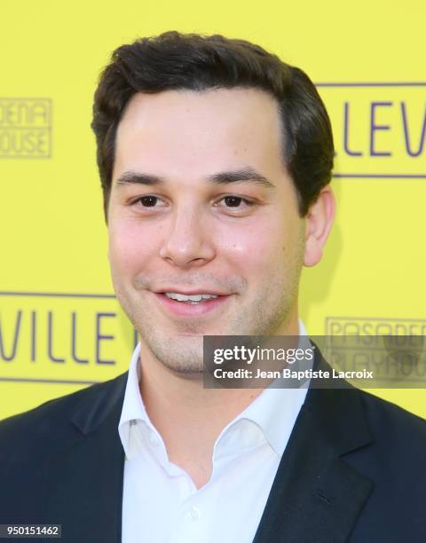 Skylar Astin attends the Opening Night Of 'Belleville,' presented by Pasadena Playhouse on April 22, 2018 in Pasadena, California.