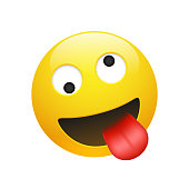 Vector Emoji yellow smiley crazy face