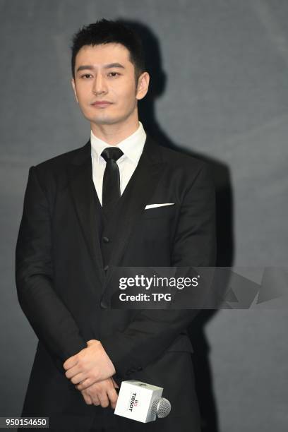 Huang Xiaoming and Liu Yifei promote for Tissot Du Luer watch on 22th April, 2018 in Shanghai, China.