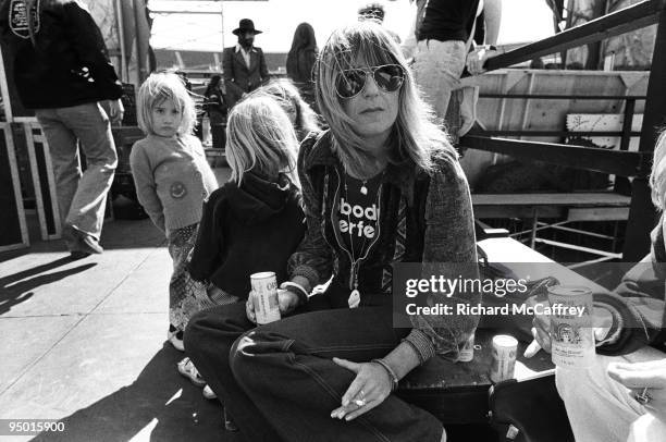 Christine McVie of Fleetwood Mac at The Oakland Coliseum in 1977 in Oakland, California.