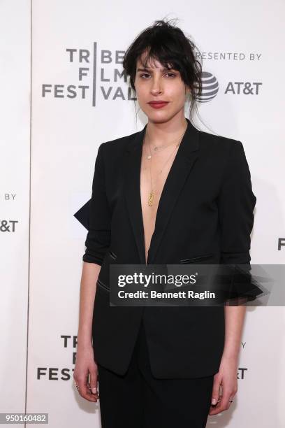 Director Desiree Akhavan poses for a picture on the red carpet during the 2018 Tribeca Film Festival screening of "The Miseducation Of Cameron Post"...