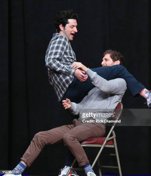 Comedians Middleditch & Schwartz L/R: Ben Schwartz and Thomas Middleditch performs during Nashville Comedy Festival on April 22, 2018 at Ryman...