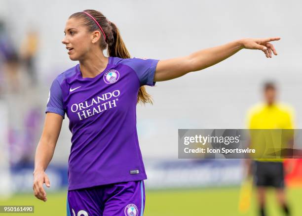 Orlando Pride forward Alex Morgan during the NWSL soccer match between the Orlando Pride and the Houston Dash on April 22, 2018 at Orlando City...