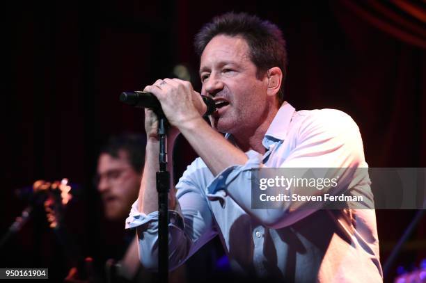 David Duchovny performs on stage during the 2018 Tribeca Film Festival at Public Hotel on April 22, 2018 in New York City.