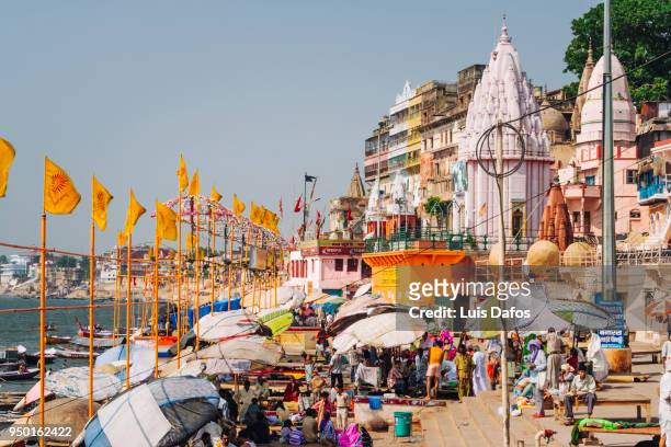 dashashwamedh main ghat in varanasi. - indian temples stock pictures, royalty-free photos & images