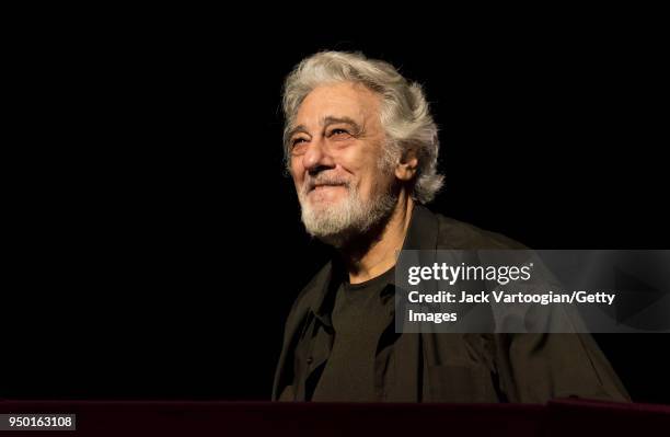 Spanish tenor and conductor Placido Domingo takes a bow as he conducts the final dress rehearsal prior to the season premiere of the Metropolitan...