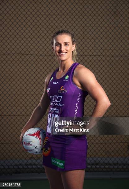 Gabi Simpson of the Queensland Firebirds poses during the Suncorp Super Netball 2018 season launch on April 23, 2018 in Sydney, Australia.