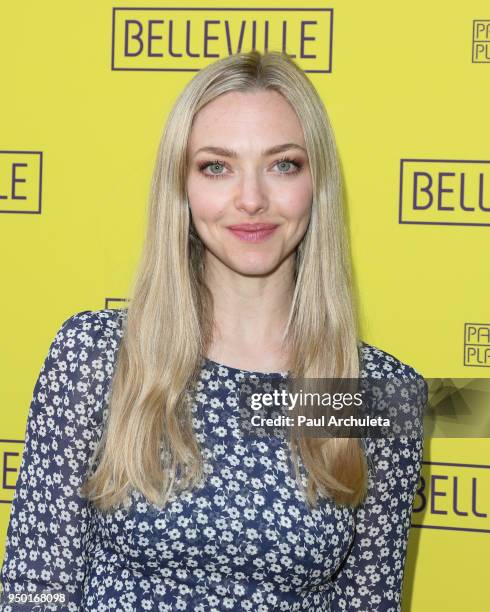 Actress Amanda Seyfried attends the opening night of "Belleville" at the Pasadena Playhouse on April 22, 2018 in Pasadena, California.