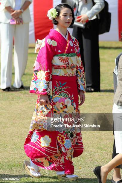 Actor Non attends the cherry blossom viewing party hosted by Japanese Prime Minister Shinzo Abe at Shinjuku Gyoen Park on April 21, 2018 in Tokyo,...