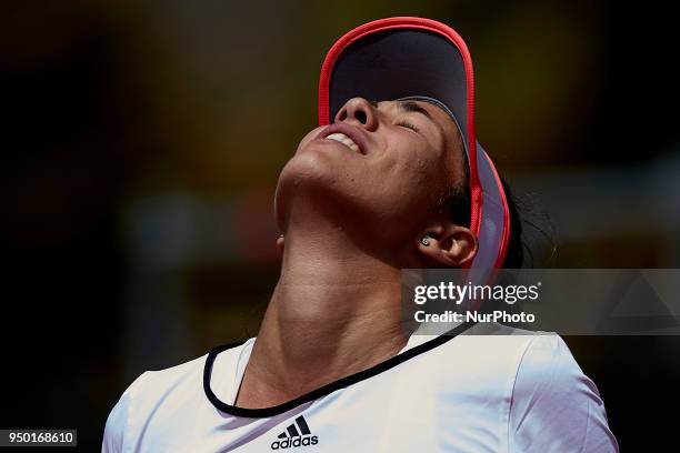 Garbine Muguruza of Spain celebrates the victory in her match against Veronica Cepede Royg of Paraguay during day two of the Fedcup World Group II...