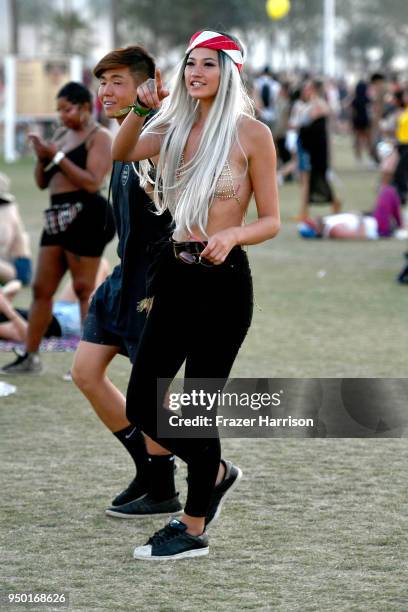 Festivalgoers during the 2018 Coachella Valley Music And Arts Festival at the Empire Polo Field on April 22, 2018 in Indio, California.