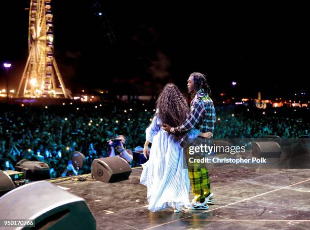 Cardi B and Offset of Migos perform onstage during the 2018 Coachella Valley Music And Arts Festival at the Empire Polo Field on April 22, 2018 in...
