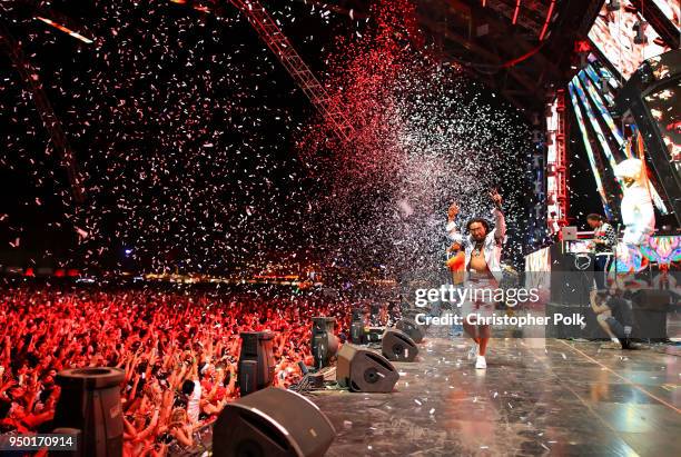 Takeoff of Migos performs onstage during the 2018 Coachella Valley Music And Arts Festival at the Empire Polo Field on April 22, 2018 in Indio,...