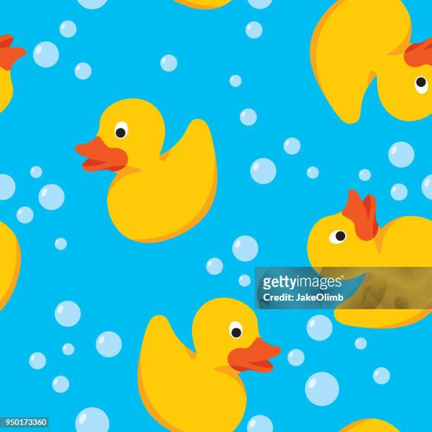 stockillustraties, clipart, cartoons en iconen met rubber duck patroon - badeend