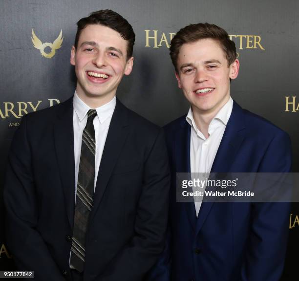 Anthony Boyle and Sam Clemmett attend the Broadway Opening Day Cast Press Reception for 'Harry Potter and the Cursed Child Parts One and Two' at The...