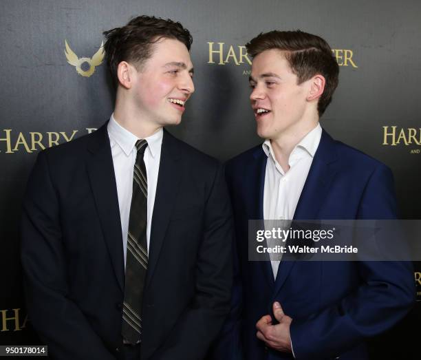 Anthony Boyle and Sam Clemmett attend the Broadway Opening Day Cast Press Reception for 'Harry Potter and the Cursed Child Parts One and Two' at The...