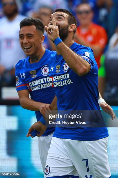 Martin Cauteruccio of Cruz Azul celebrates after scoring the first goal of his team during the 16th round match between Cruz Azul and Morelia as part...