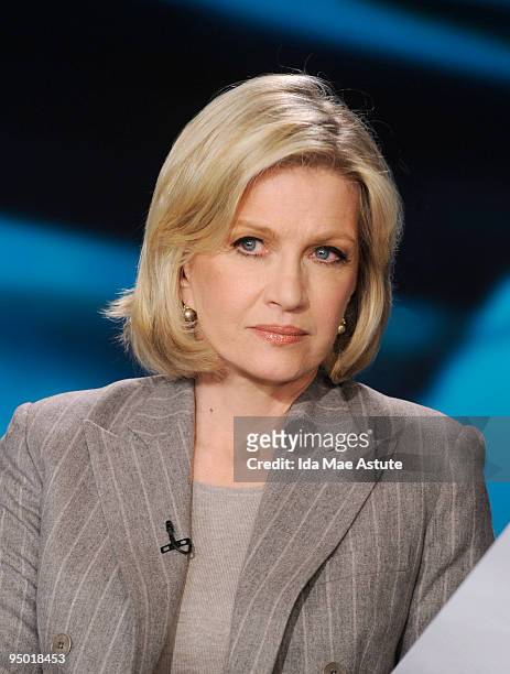 Diane Sawyer anchors the evening news on the set of "World News With Diane Sawyer" at the Walt Disney Television via Getty Images News headquarters...