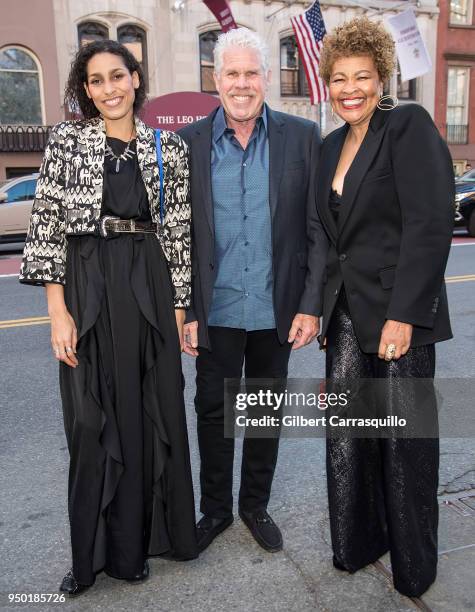 Actors Blake Perlman, Ron Perlman and Opal Stone arriving to the screening of 'To Dust' during the 2018 Tribeca Film Festival at SVA Theatre on April...