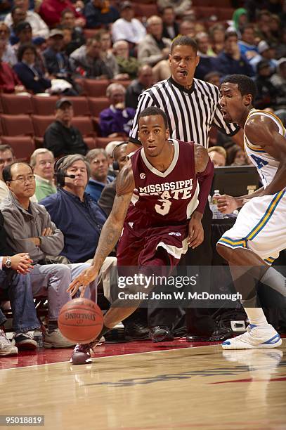 John R. Wooden Classic: Mississippi State Dee Bost in action vs UCLA at Honda Center. Anaheim, CA CREDIT: John W. McDonough