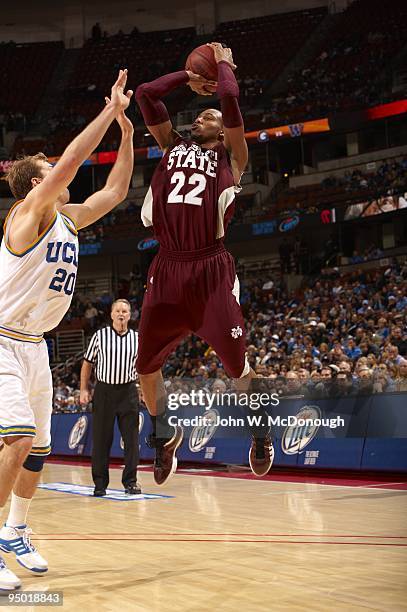 John R. Wooden Classic: Mississippi State Barry Stewart in action, shot vs UCLA at Honda Center. Anaheim, CA CREDIT: John W. McDonough