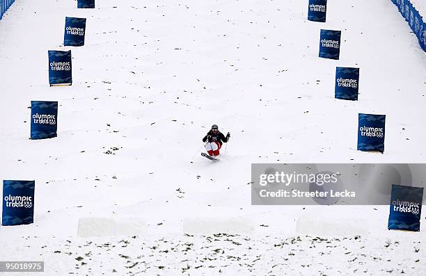 Michael Morse practices moguls during the US Freestyle Skiing Olympic Trials on December 22, 2009 in Steamboat Springs, Colorado.