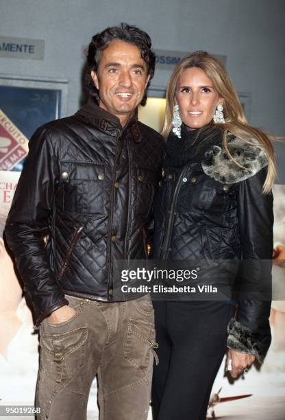 Giulio Base and Tiziana Rocca attend "Amelia" Premiere hosted by Belstaff at Metropolitan Cinema on December 22, 2009 in Rome, Italy.
