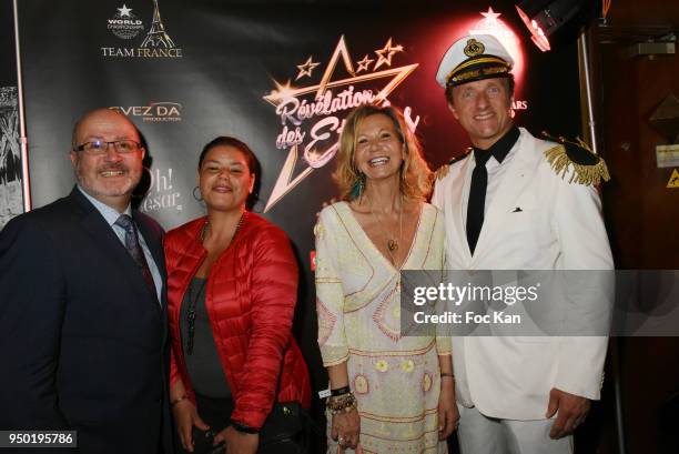 Oscar Sisto, a guest, Fiona Gelin and Stephane Roux attend "Revelation des Etoiles" French Finalists for WCOPA at Cesar Palace on April 22, 2018 in...