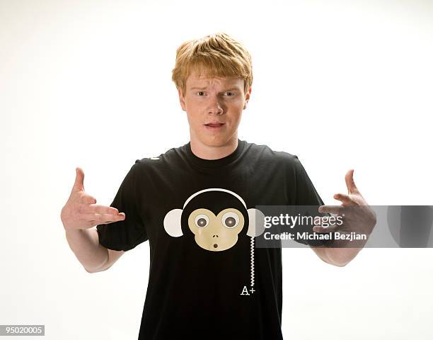 Actor Adam Hicks poses at Adam Hicks T-Shirt Launch Photo Shoot on December 22, 2009 in Los Angeles, California.