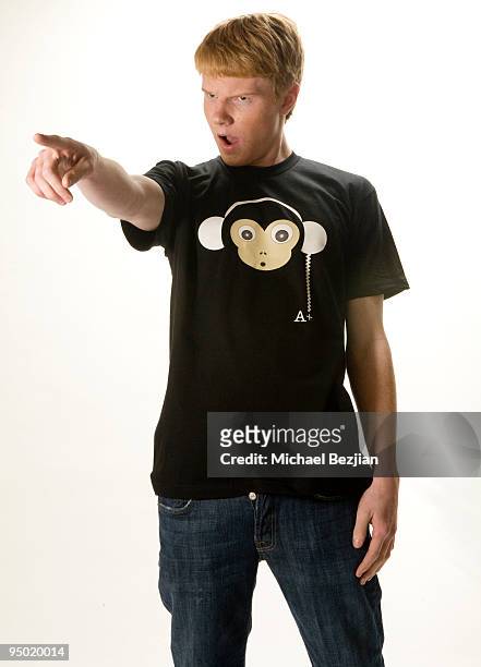 Actor Adam Hicks poses at Adam Hicks T-Shirt Launch Photo Shoot on December 22, 2009 in Los Angeles, California.