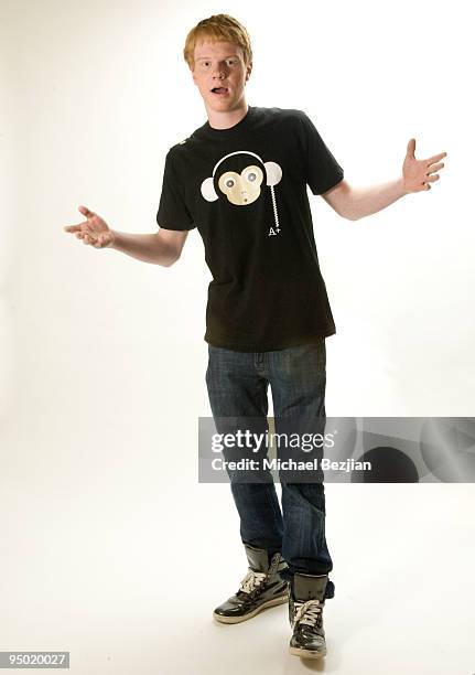 Actor Adam Hicks poses at Adam Hicks T-Shirt Launch Photo Shoot on December 22, 2009 in Los Angeles, California.